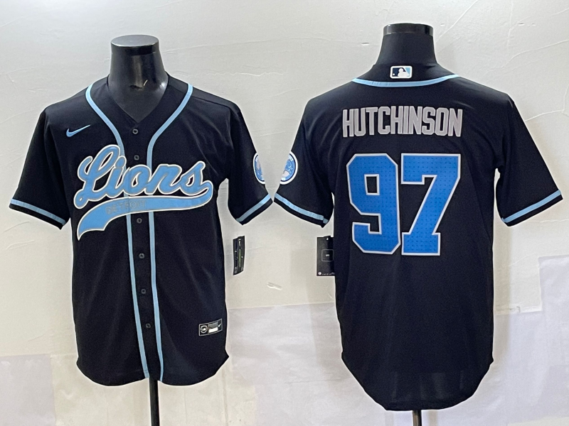 Men 2025 Detroit Lions #97 Hutchinson Black joint name 2025 Nike Limited NFL Jersey style 007->customized mlb jersey->Custom Jersey